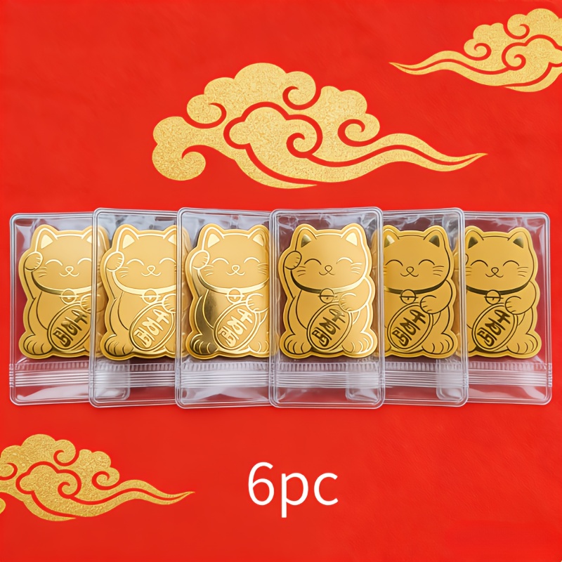Tech Accessories For Laptop - 6 Gold Lucky Cat Stickers -