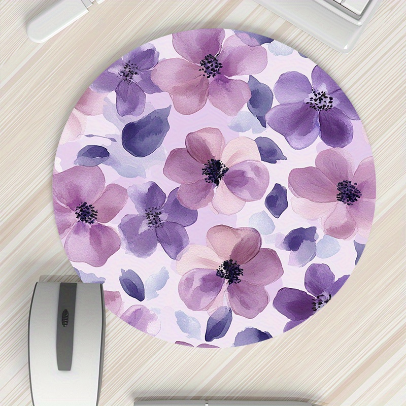 1pc Purple Floral Round Mouse  - Tech Table Accessories recensione e prezzo