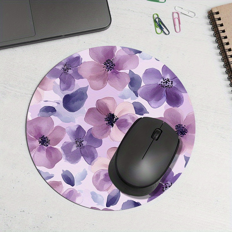 1pc Purple Floral Round Mouse  - Tech Table Accessories recensione e prezzo