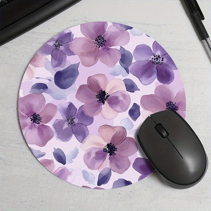 1pc Purple Floral Round Mouse  - Tech Table Accessories recensione e prezzo