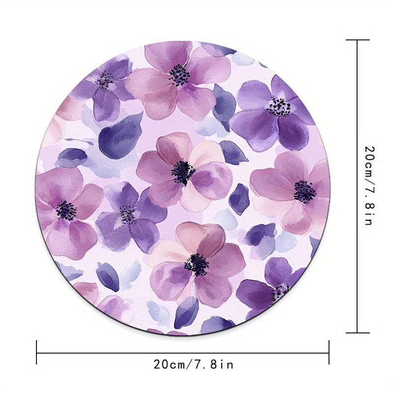 1pc Purple Floral Round Mouse  - Tech Table Accessories recensione e prezzo