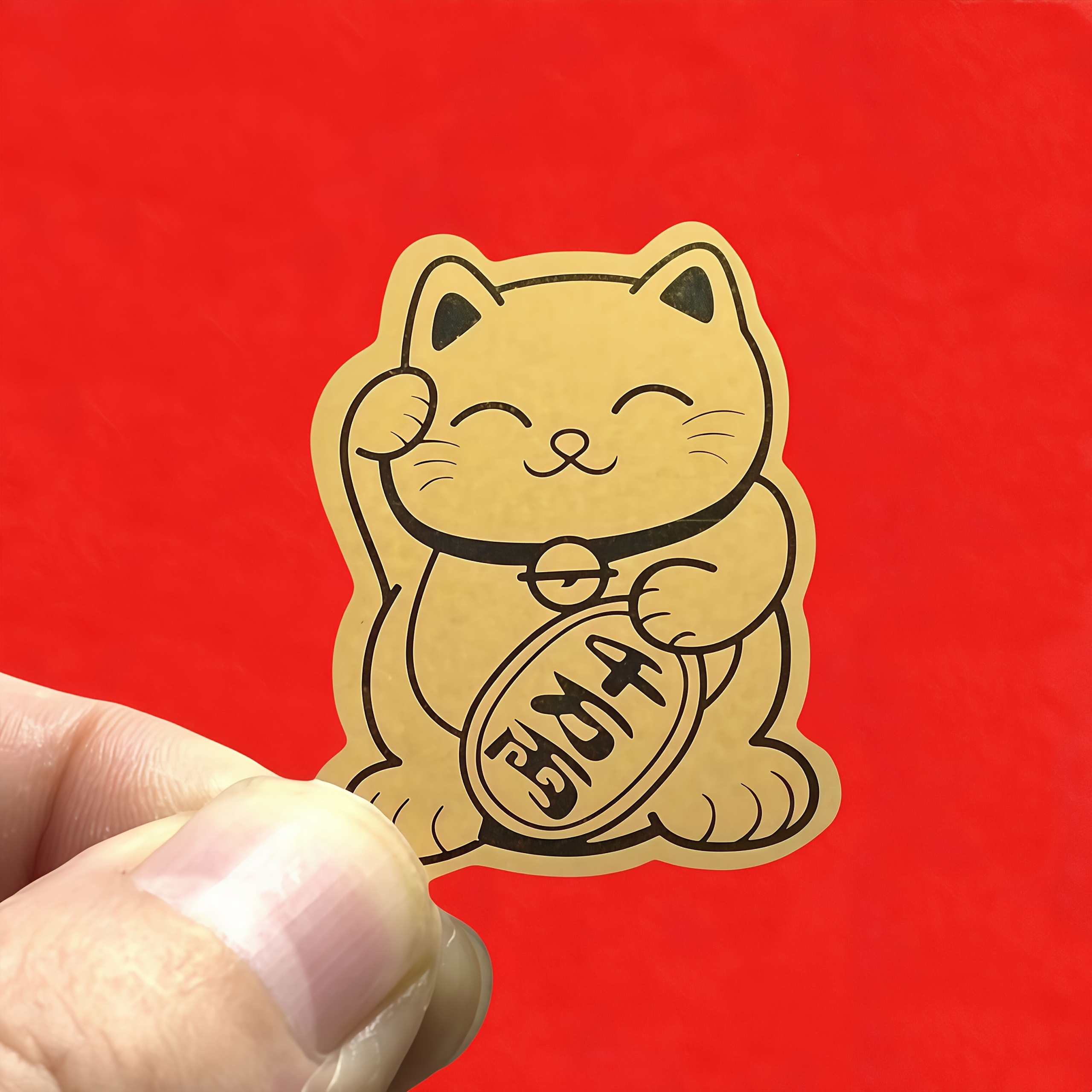 6 Gold Lucky Cat Stickers - De - Tech Accessories For Laptop recensione e prezzo